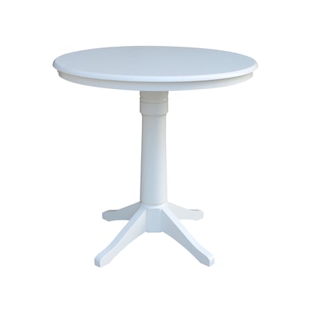 International Concepts Round 36 in Round Top Pedestal Table, 34.9 inH, White, 36 in W, 36 in L, 35.9 in H, Wood, White K08-36RT-27B-6B